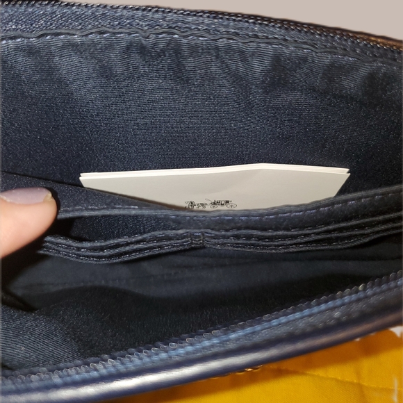 💙COACH Colette Pleated Smooth Leather Zip Top Wristlet in Midnight Blue ✨️NWOT - Picture 6 of 14